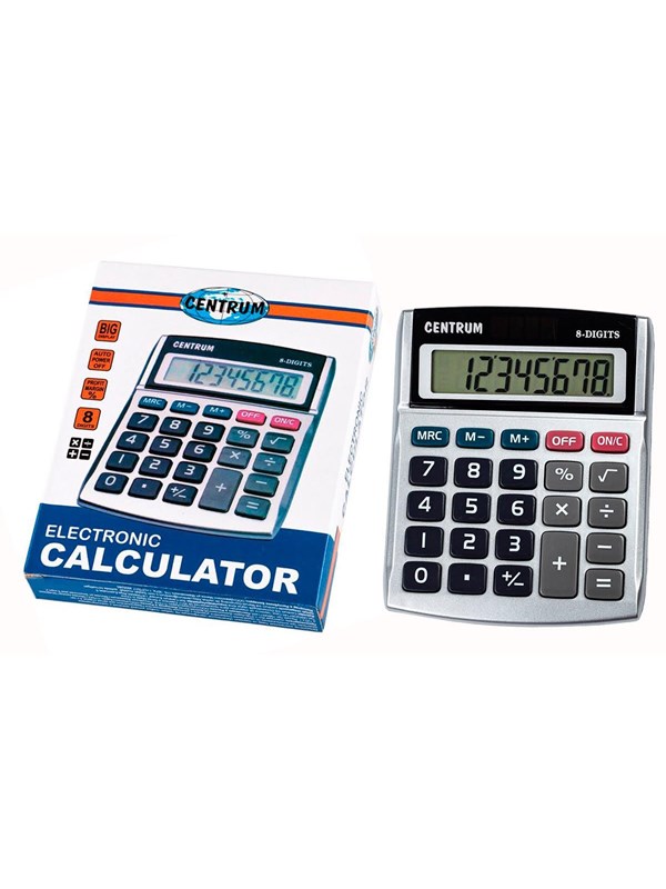 Centrum Rekenmachine/calculator - zilver - 13 x 10 - voor school of kantoor - 8 digits - calculator
