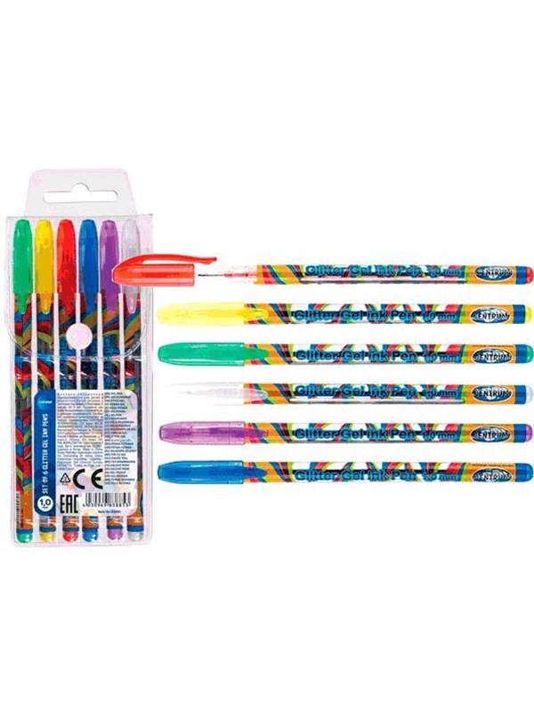 CENTRUM Gel pens Glitter. Set of 6 pcs.