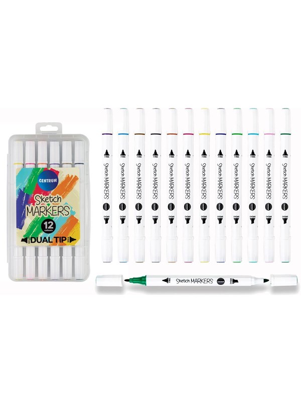 Centrum sketch markers set 12 stuks voor tekenen en illustreren.