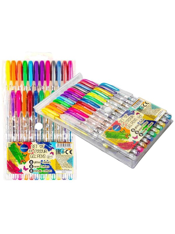 CENTRUM Gel Pens. 24 pcs Neon/Metallic/Glitter