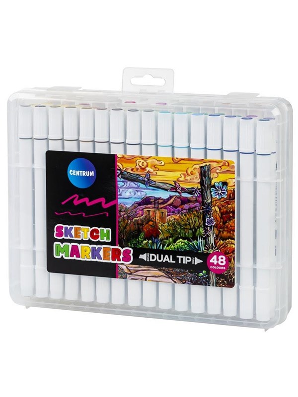 Centrum sketch markers set 48 stuks - dubbele punt - kleurstiften.