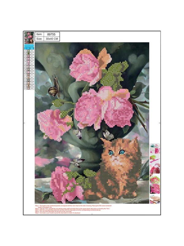 CENTRUM Diamond Painting 30*40cm. Cat and flower