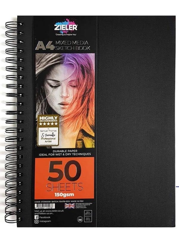 Zieler Mixed Media Hardback A4 Spiraal 150Gram
