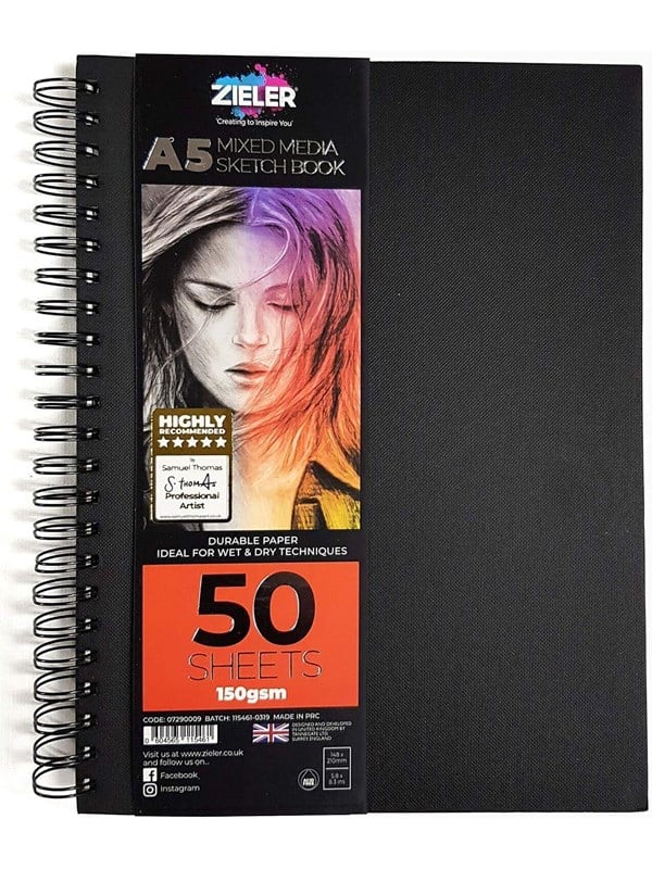 Zieler Mixed Media Hardback A5 Spiraal 150Gram