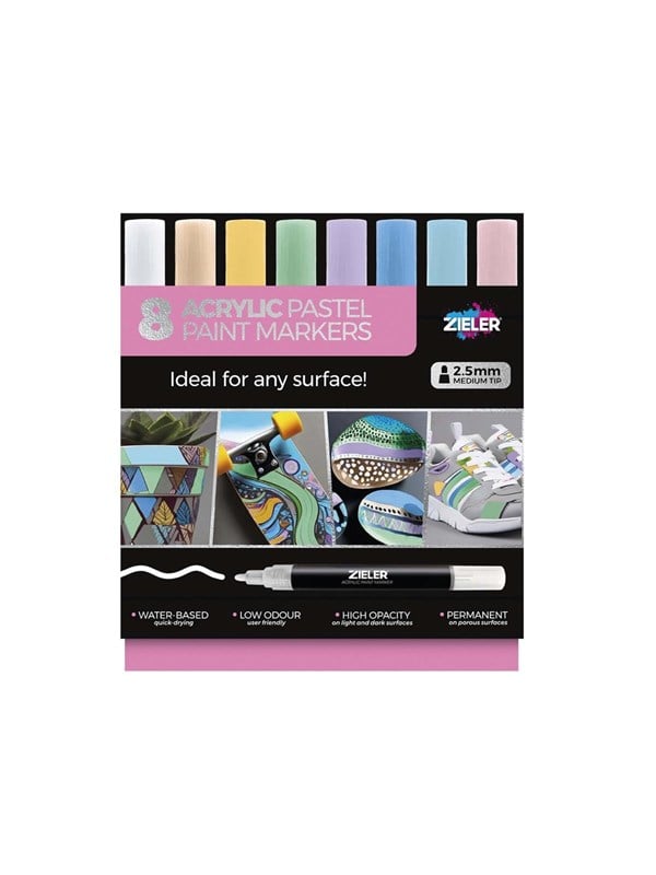 Zieler Paint Marker Set Medium 2,5Mm 8 Stuks Pastel