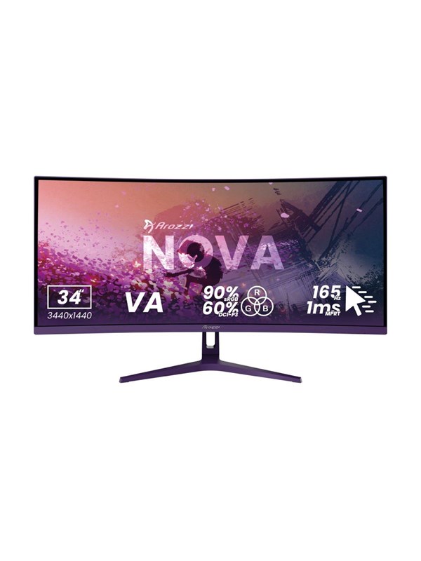 Arozzi Nova 34" Gaming Monitor - Curved - UWQHD VA - 165Hz - Paars