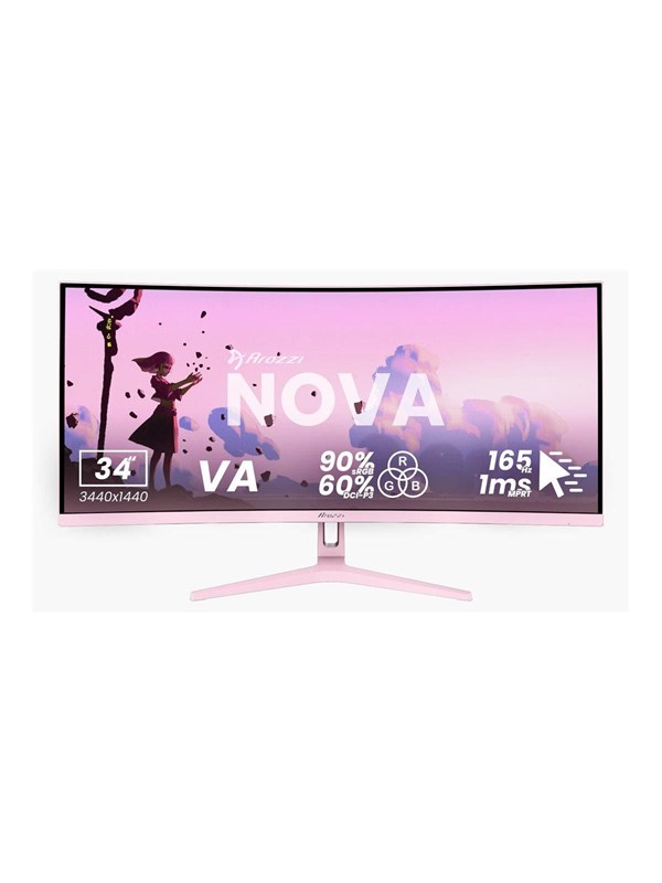 Arozzi Nova 34" Gaming Monitor - Curved - UWQHD VA - 165Hz - Roze