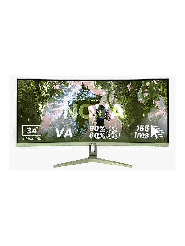 Arozzi Nova 34" Gaming Monitor - Curved - UWQHD VA - 165Hz - Bosgroen