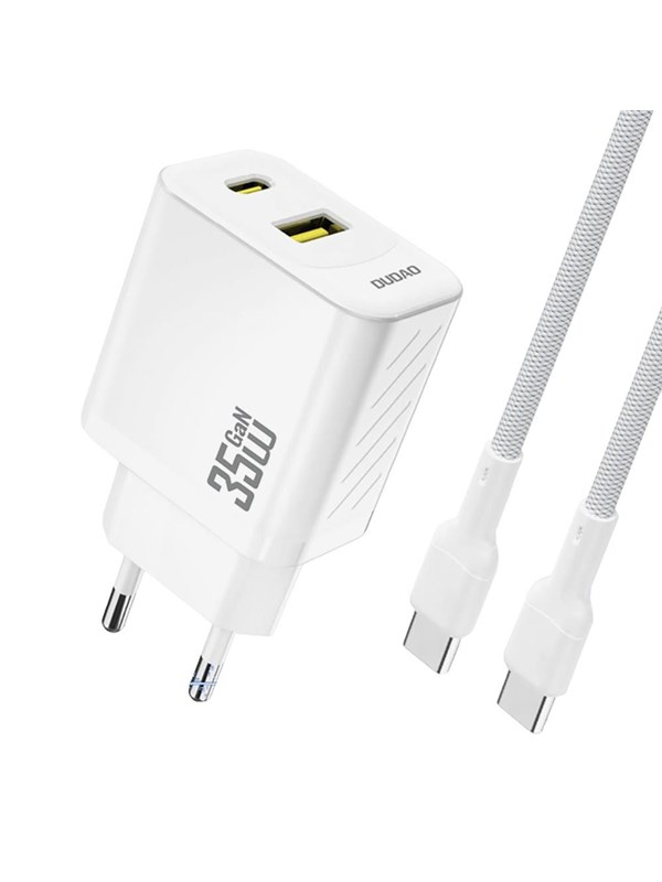Dudao A27 MaxC 35W GaN Wall Charger + USB-C Cable - White