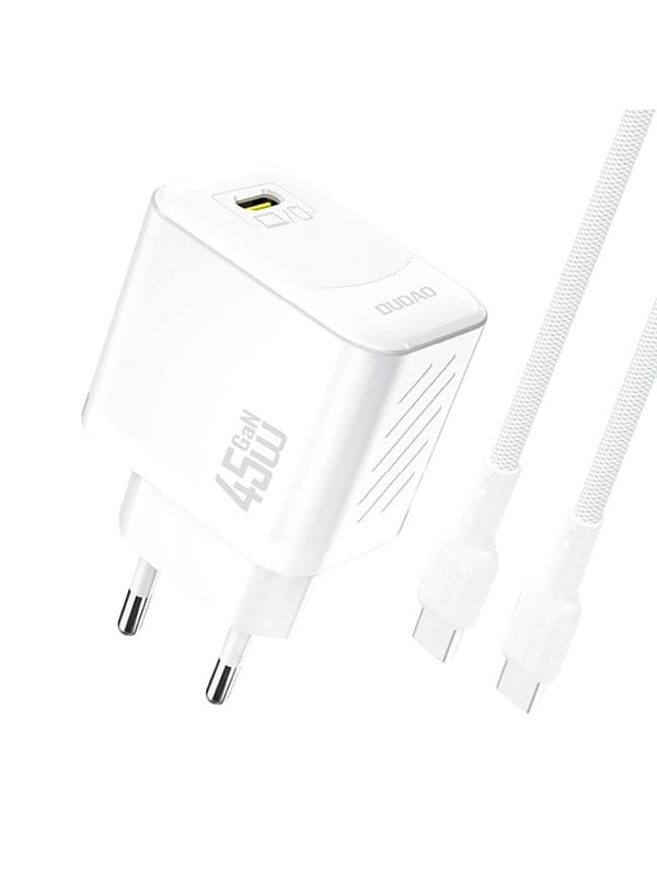 Dudao A28C 45W GaN Wall Charger + USB-C Cable - White