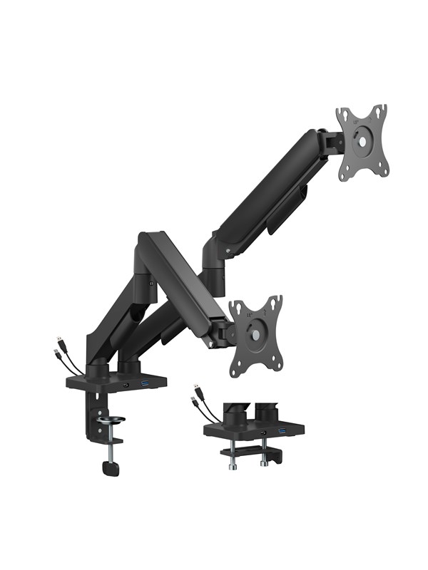 Gembird Adjustable desk display mounting arm with USB ports 2-displays 17"-32"