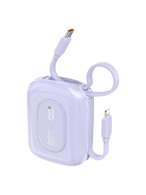 Dudao K32 22.5W 10000 mAh Powerbank with Built-in USB-C/ Lightning Cable - Purple - 10000 mAh