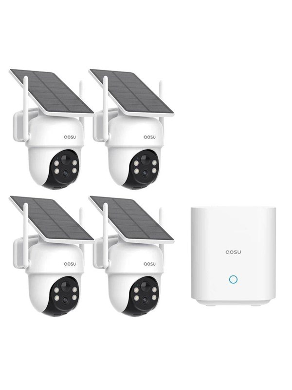 AOSU SolarCam D1 Classic Kit - 4 Beveiligingscamera's met 2K Resolutie - 360° Zicht & AI Tracking