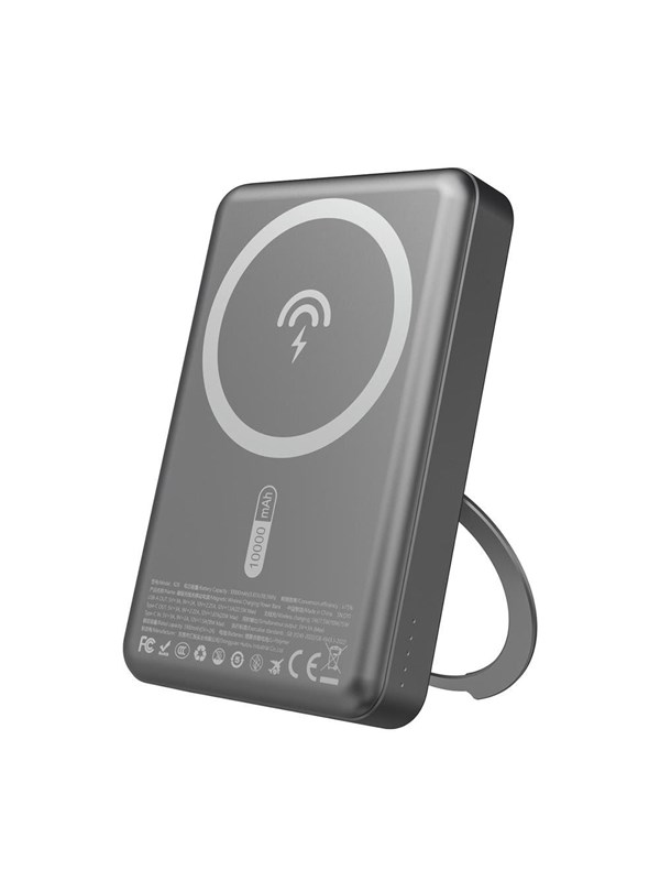 Dudao K28 10000mAh PD 22.5W MagSafe Powerbank with Metal Case and Ring Stand - Gray - 10000 mAh