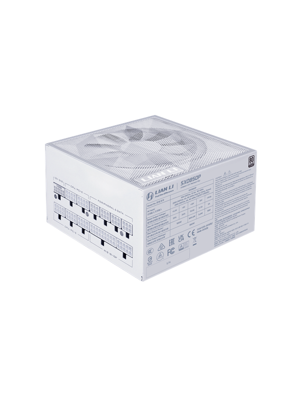 Lian Li SX 850 - White Voeding - 850 Watt - 120 mm - ATX 3.1 - 80 Plus 80 PLUS Platinum