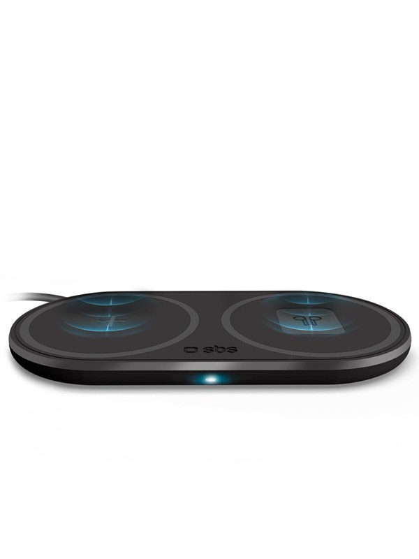 SBS Dual Wireless 10W+10W Qi Charger Pad - Black