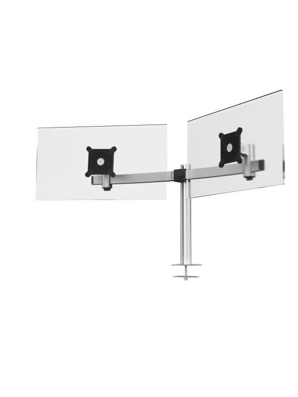 DURABLE Monitorbeugel voor 2 schermen. Met bladdoorvoer. De schermpositie is instelbaar in de hoogte, draaibaar en kantelbaar.