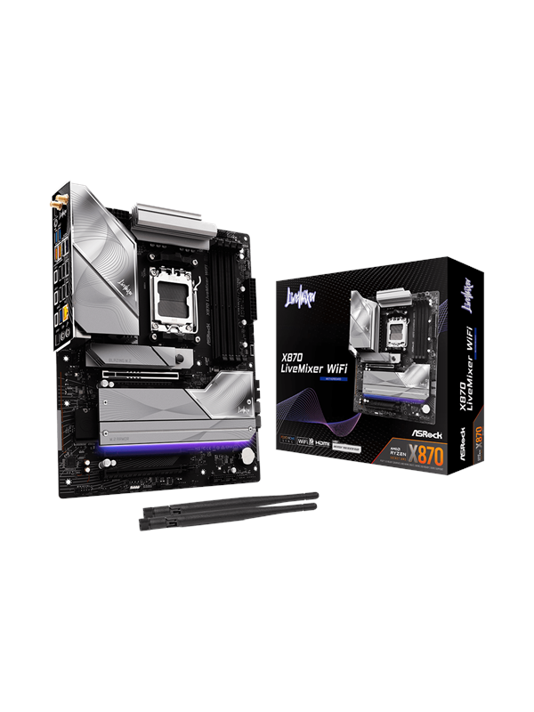 ASRock X870 LIVEMIXER WIFI Moederbord - AMD X870 - AMD AM5 - DDR5 RAM - ATX