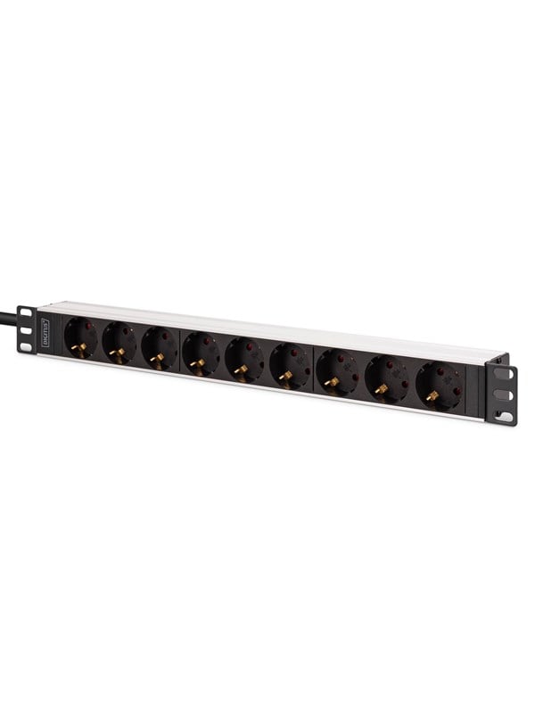 Digitus DN-95440 19 inch 19inch-patchkast Geaarde contactdoos Incl. 2 metalen houders Zilver, Zwart