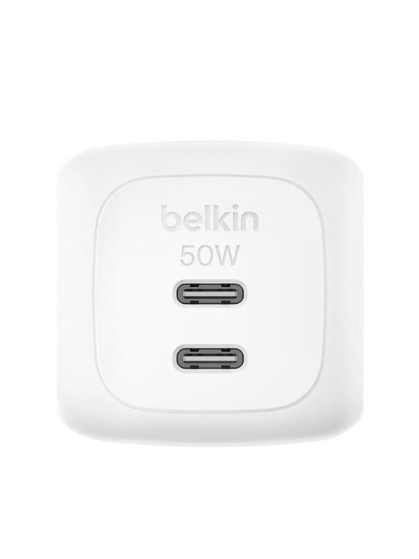 Belkin BoostCharge 50W Dual USB-C PD Wall Charger with PPS - White