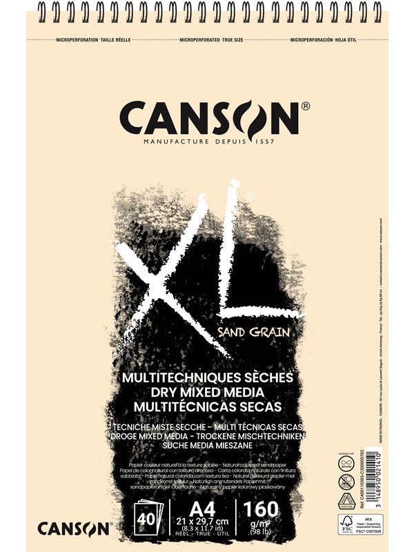 Canson XL Sand Grain A4 160G Natural Spiral 40 SH