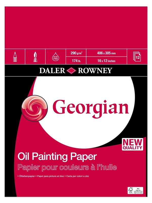 Daler-Rowney Georgian Oil Paper Pads 12 Sheets 290G 16x12"