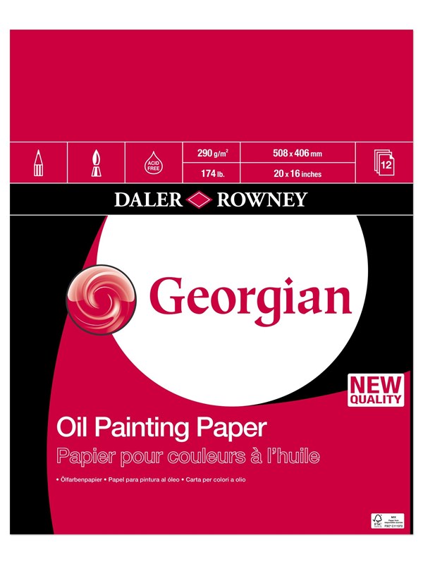 Daler-Rowney Georgian Oil Paper Pads 12 Sheets 290G 20x16"