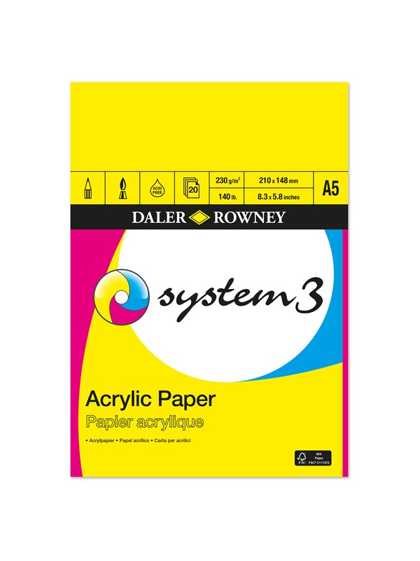 Daler-Rowney System3 Acrylic Pad 20 Sheets 230G A5