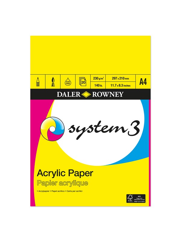 Daler-Rowney System3 Acrylic Pad 20 Sheets 230G A4