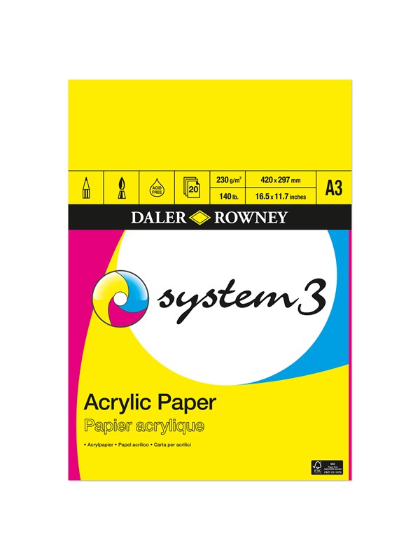 Daler-Rowney System3 Acrylic Pad 20 Sheets 230G A3