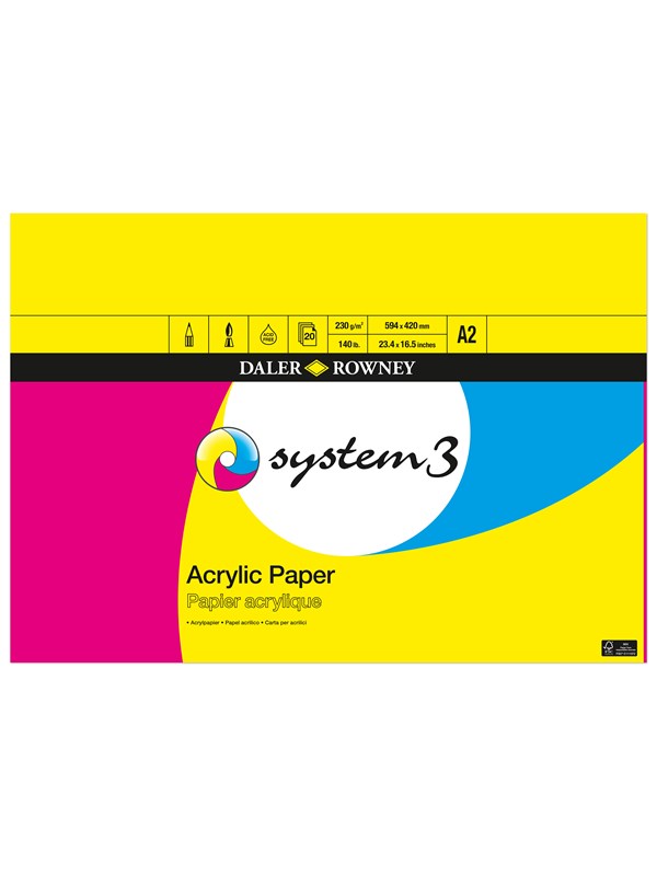 Daler-Rowney System3 Acrylic Pad 20 Sheets 230G A2