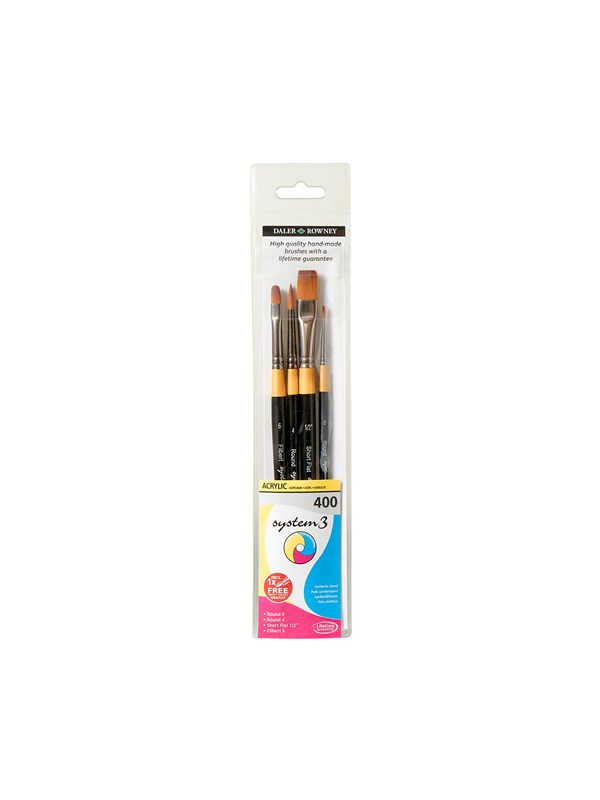 Daler-Rowney System3 Stiff Synthetic Brushes 400 - 4 Pack