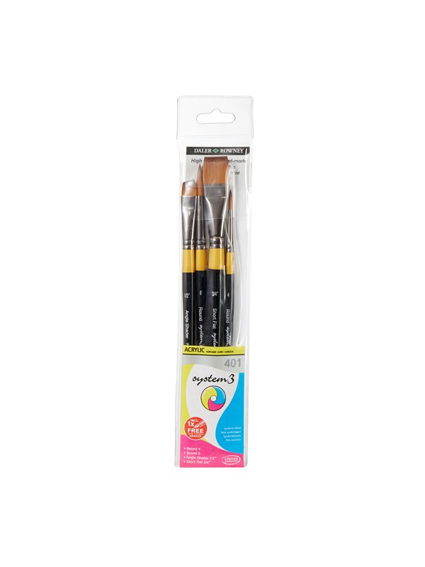 Daler-Rowney System3 Synthetic Brushes 401 - 4 Pack