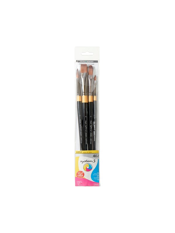 Daler-Rowney System3 Synthetic Brushes 402 - 4 Pack