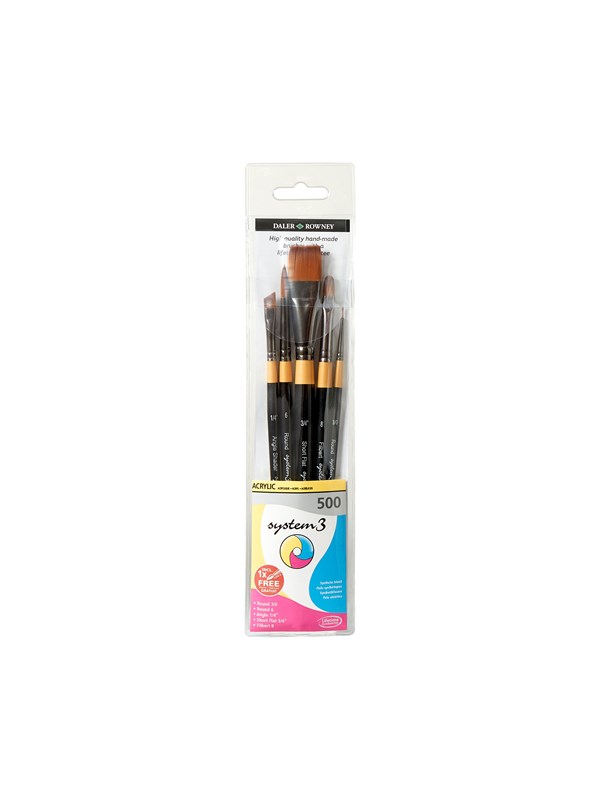 Daler-Rowney System3 Verfkwasten van Synthetisch Haar - 5 st.