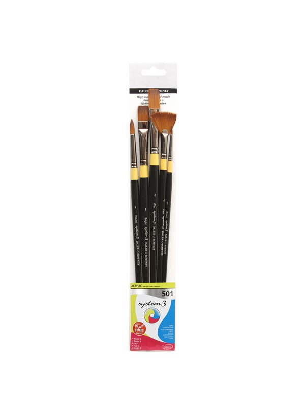 Daler-Rowney System3 Verfkwasten van Synthetisch Haar - 5 st.