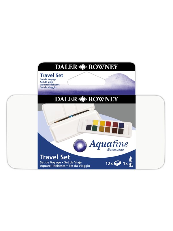 Daler-Rowney Aquafine Travel Set Aquarelverf 12 Kleuren + Penseel