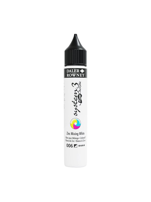 Daler-Rowney System3 Fluid Acrylic 29.5 ml Zinc Mixing White