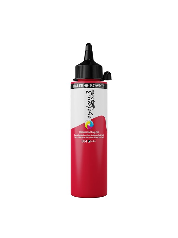 Daler-Rowney System3 Fluid Acrylic 250 ml Cadmium Red Deep Hue