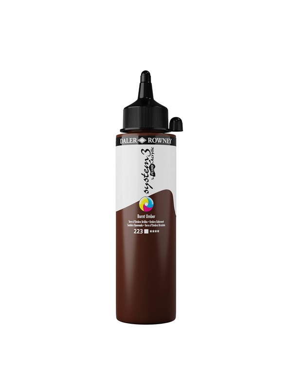 Daler-Rowney System3 Fluid Acrylic 250 ml Burnt Umber
