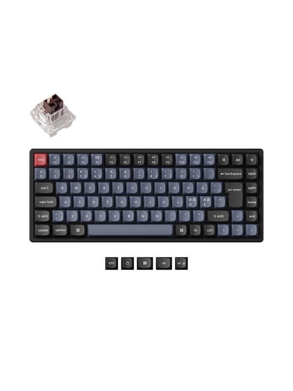 Keychron K2 Pro QMK/VIA Wireless RGB Hot Swap K Pro Brown - Gaming Toetsenbord - Zonder Numpad - Noords - Zwart