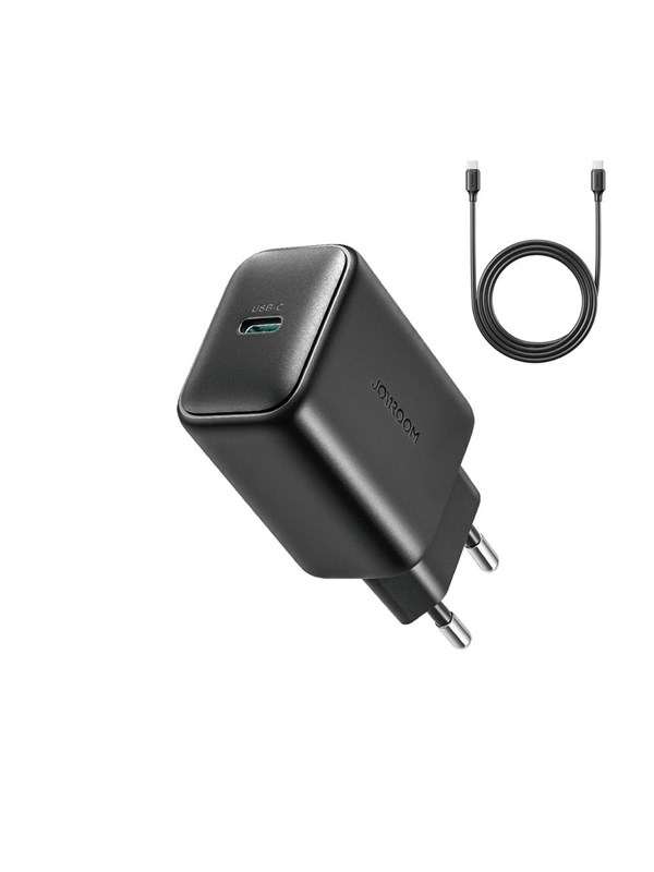Joyroom JR-TCF23 network charger USB-C 25W SFC / PPS / PD - black + USB-C / USB-C cable 1m