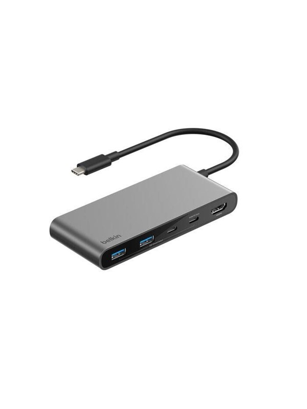 Belkin Connect 7-in-1 USB-C Hub – 4K 60Hz HDMI – 100W Power Delivery – 2x USB-C, 2x USB-A, SD en microSD – Grijs