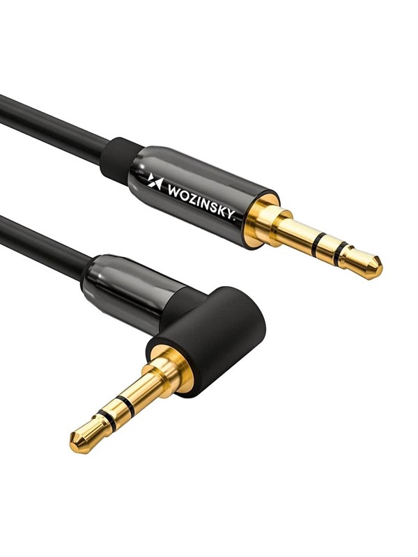 Wozinsky AUX Cable Angled (Male-Male) Mini Jack Cable 2m Black