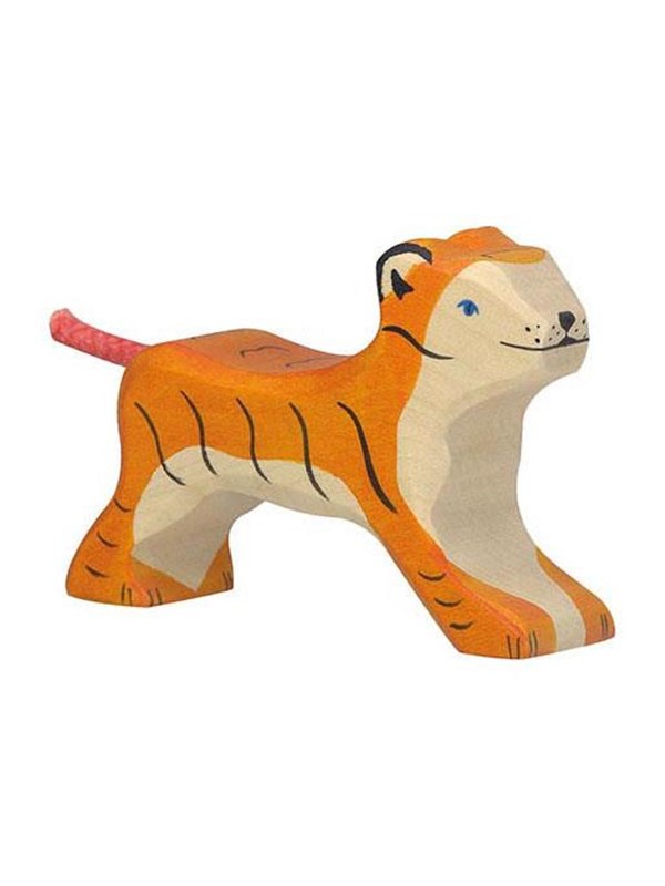 HOLZTIGER Wildernis - Tijger Klein - 10X3X7Cm - Houten Figuur - Handgemaakt