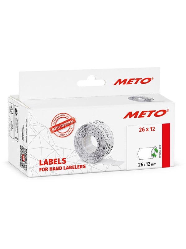 METO Price labels 26x12 white remov.6 rls/1000