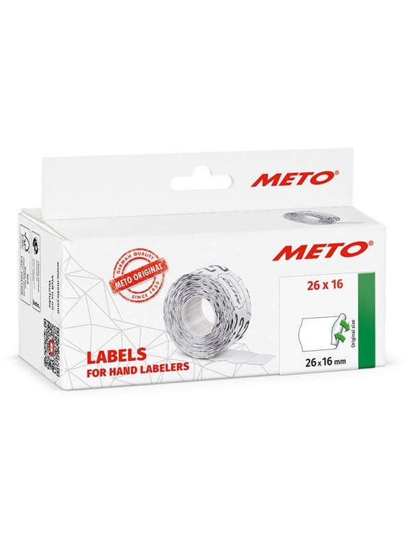 METO Price labels 26x16 white remov.6 rls/1000