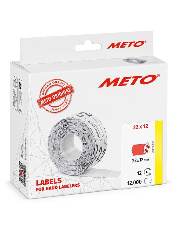 METO Price labels 22x12 flour red 12 rls/1000