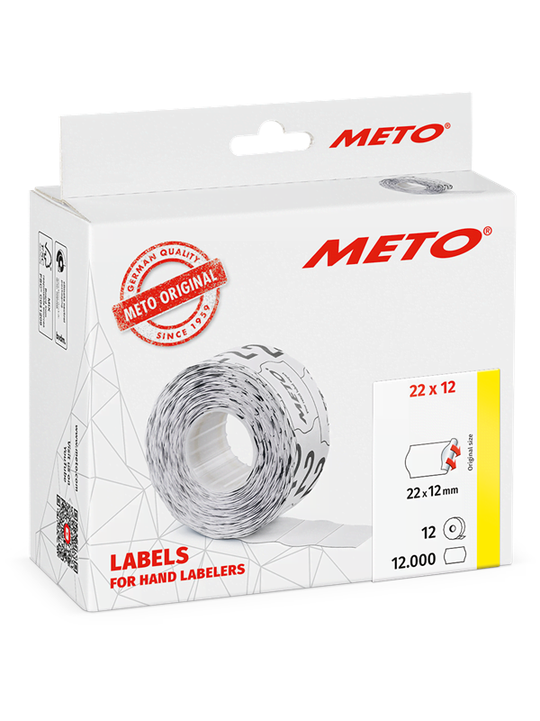 METO Price labels 22x12 white 12 rls/1000