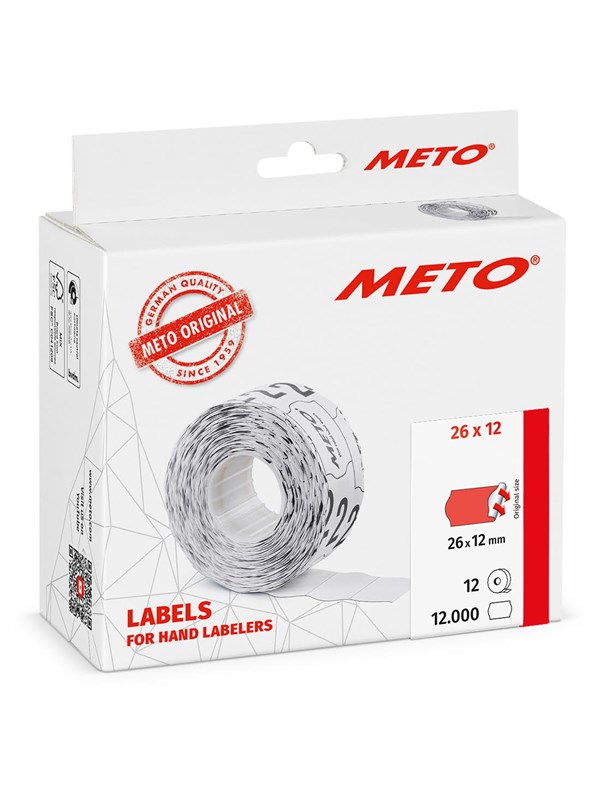 METO Price labels 26x12 flour red 12 rls/1000